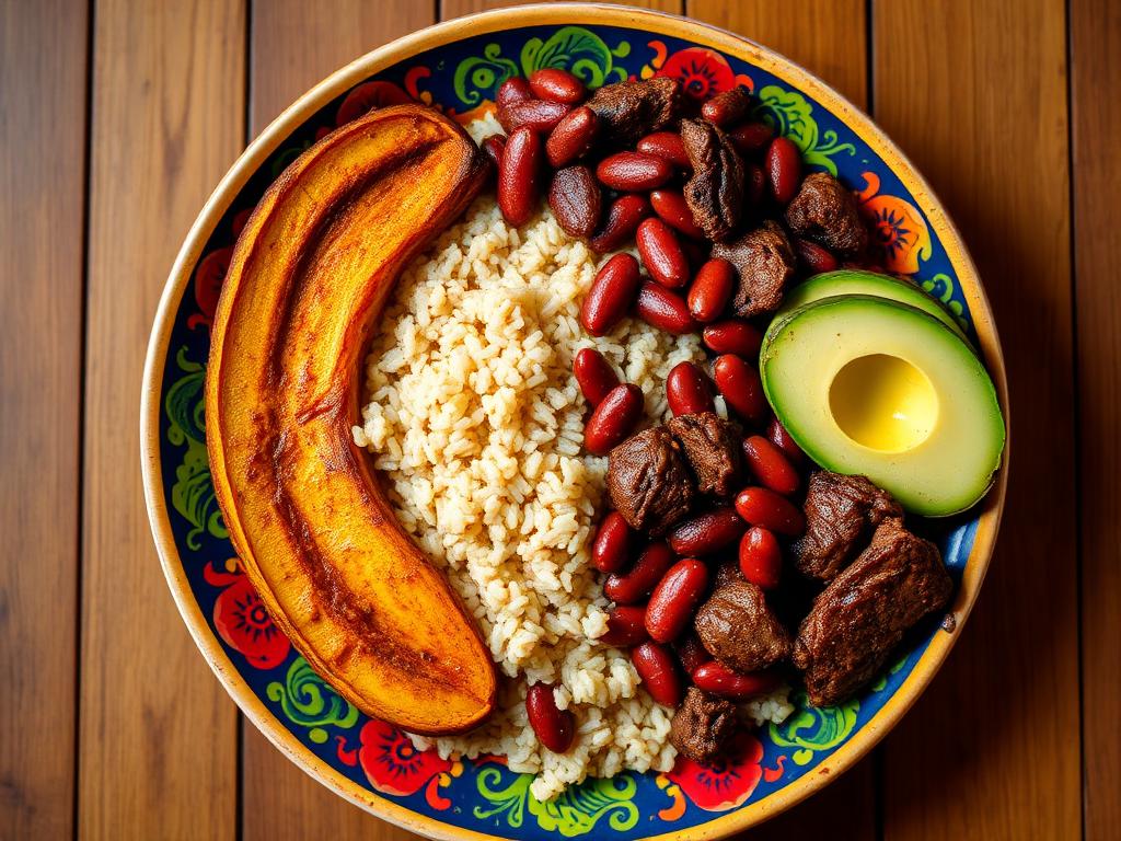 arroz con frijoles y carne